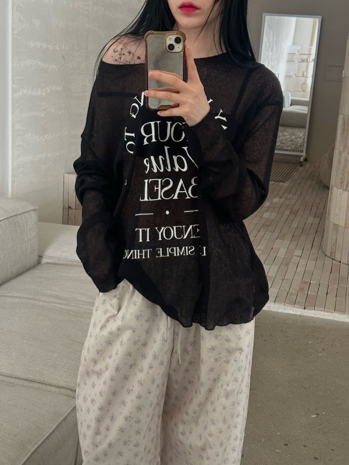 Buckle - Korean Women Fashion - #momslook - Simple Lettering Knit - 5