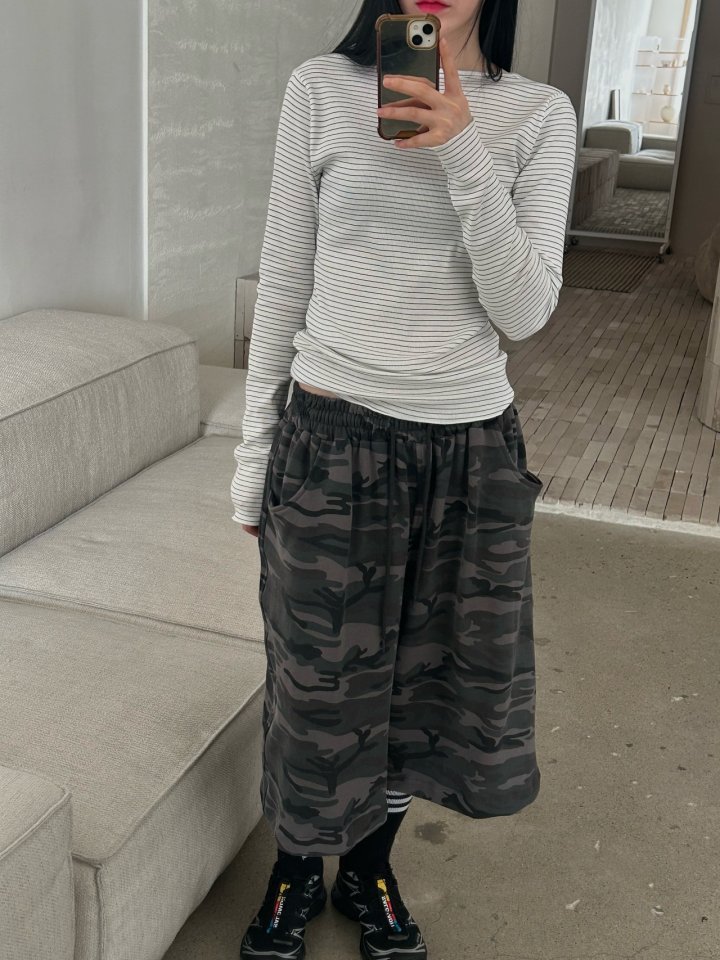 Buckle - Korean Women Fashion - #momslook - Striped Ribbed Tee - 11