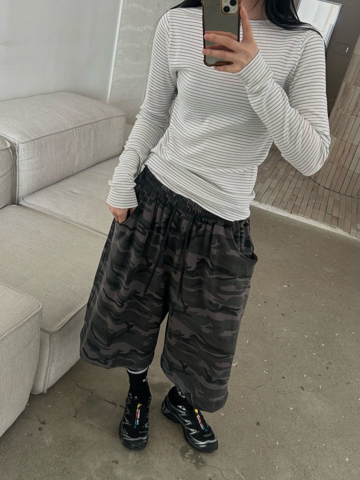 Buckle - Korean Women Fashion - #momslook - Striped Ribbed Tee - 9