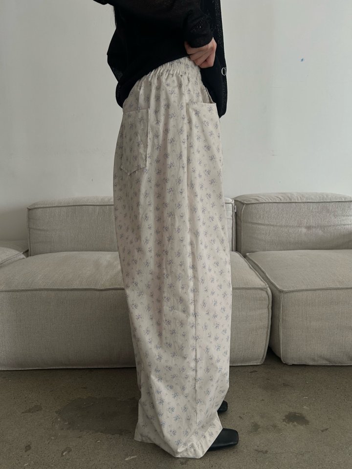Buckle - Korean Women Fashion - #womensfashion - Flower Wide Pants - 5