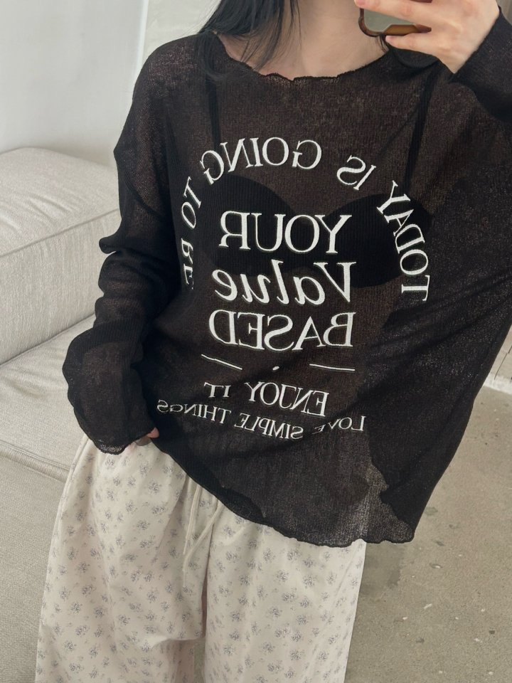 Buckle - Korean Women Fashion - #womensfashion - Simple Lettering Knit - 6