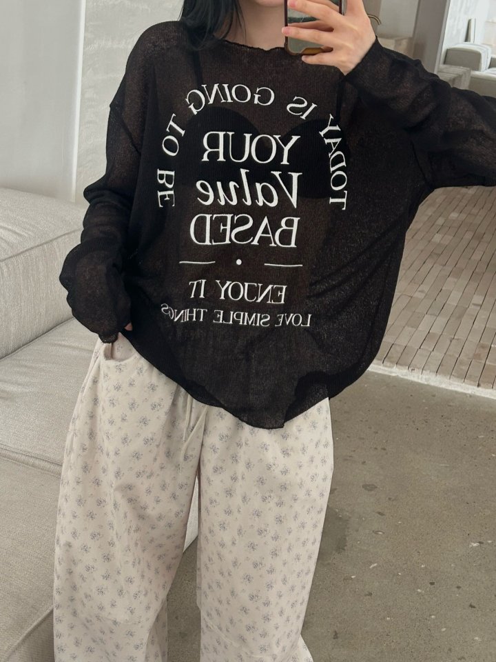 Buckle - Korean Women Fashion - #womensfashion - Simple Lettering Knit - 8