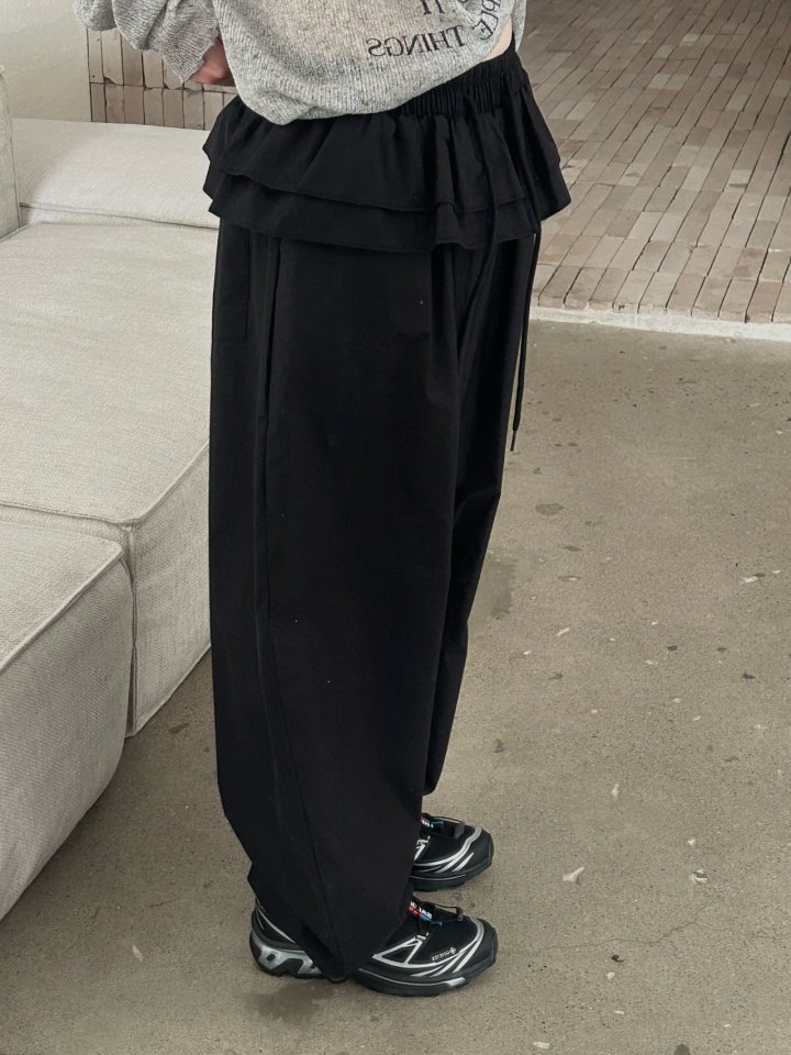 Buckle - Korean Women Fashion - #womensfashion - Frill Wide Pants - 11