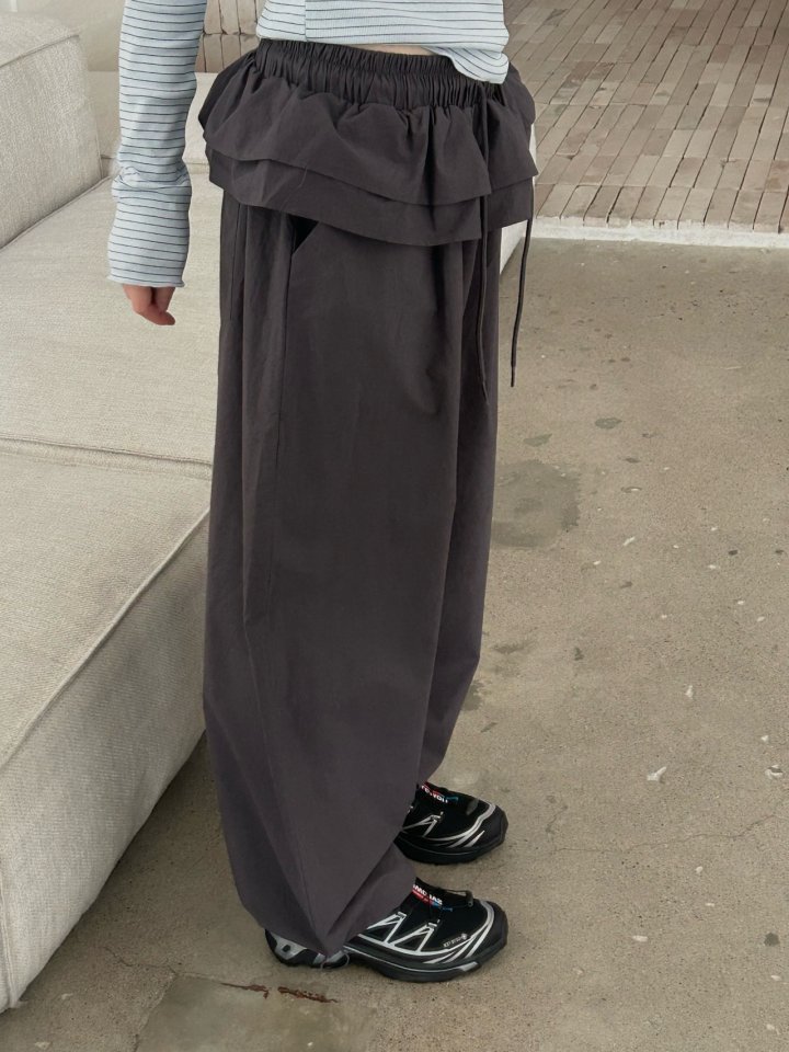 Buckle - Korean Women Fashion - #womensfashion - Frill Wide Pants - 3