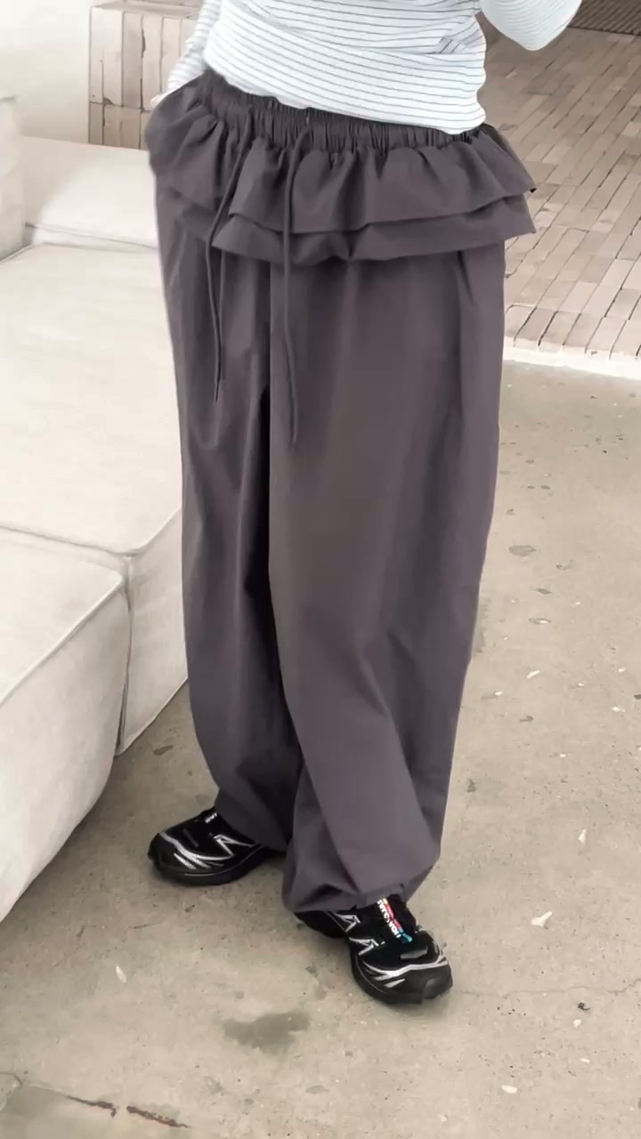 Buckle - Korean Women Fashion - #womensfashion - Frill Wide Pants - 7