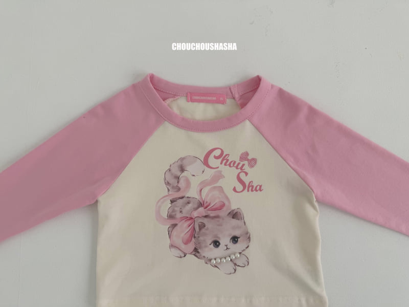 Chouchou Shasha - Korean Children Fashion - #kidsstore - Cat Raglan Tee - 3