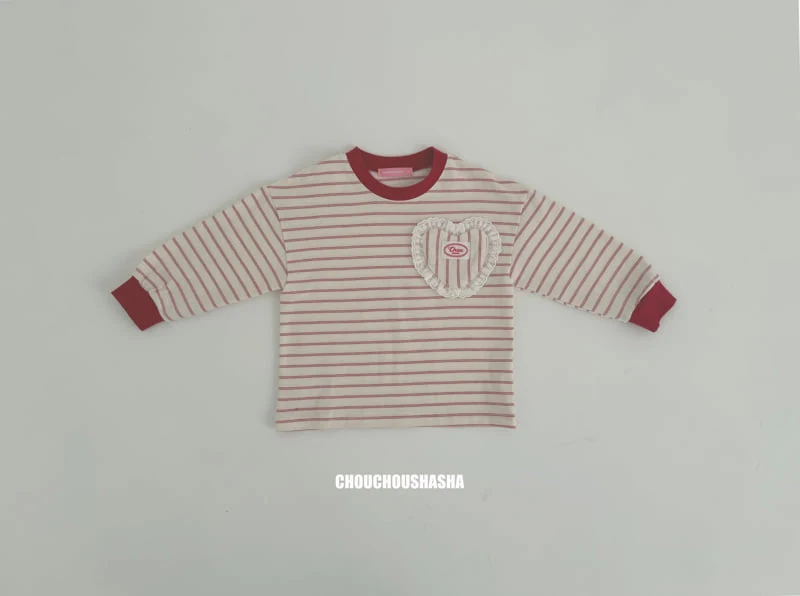 Chouchou Shasha - Korean Children Fashion - #kidsstore - Heart Strie Tee