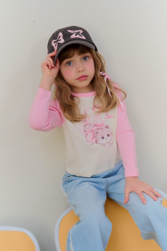 Chouchou Shasha - Korean Children Fashion - #stylishchildhood - Cat Raglan Tee - 12