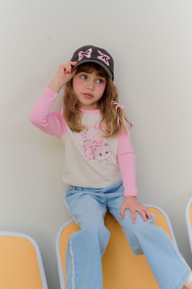 Chouchou Shasha - Korean Children Fashion - #todddlerfashion - Cat Raglan Tee - 10