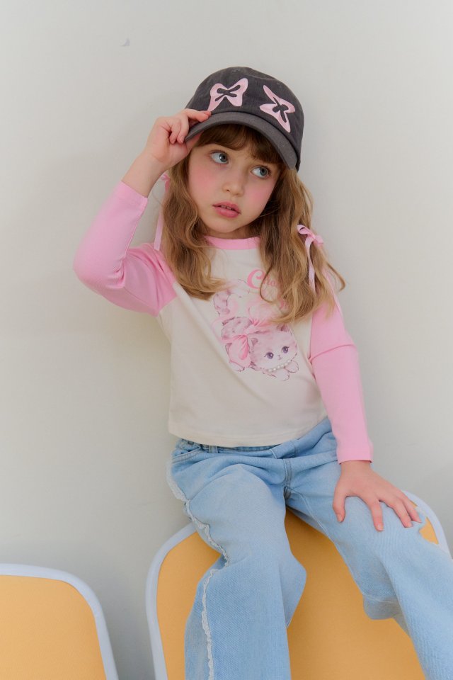 Chouchou Shasha - Korean Children Fashion - #toddlerclothing - Cat Raglan Tee - 11