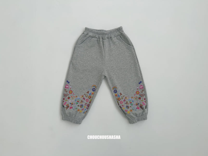 Chouchou Shasha - Korean Children Fashion - #toddlerclothing - Kitsch Sticker Jogger Pants - 3