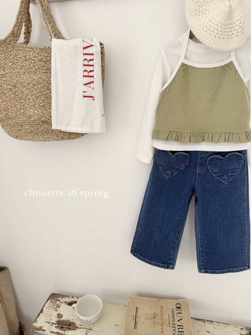 Chouette - Korean Children Fashion - #Kfashion4kids - Heart Denim Wide Pants - 7