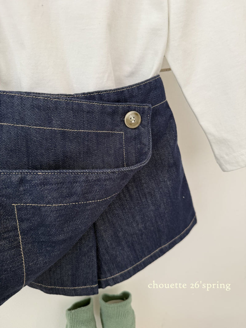 Chouette - Korean Children Fashion - #kidzfashiontrend - Stitch Denim Culottes - 4