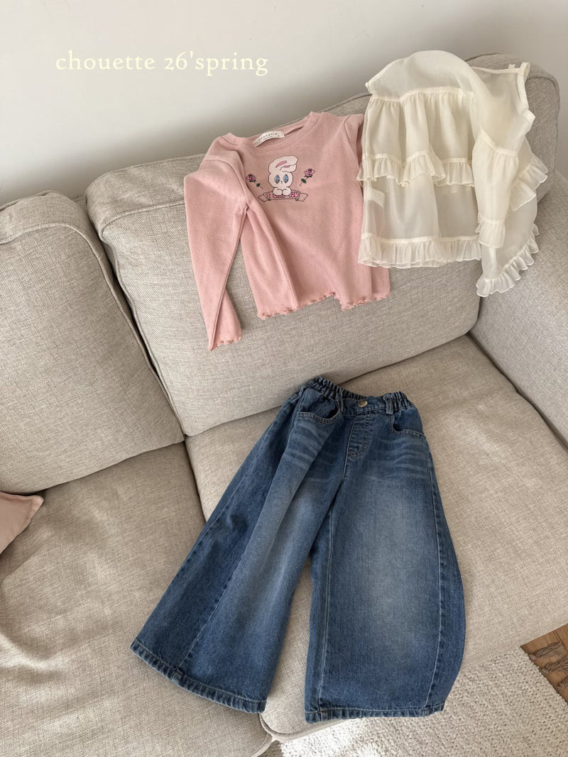 Chouette - Korean Children Fashion - #childrensboutique - Pintuck Wide Denim Pants - 6