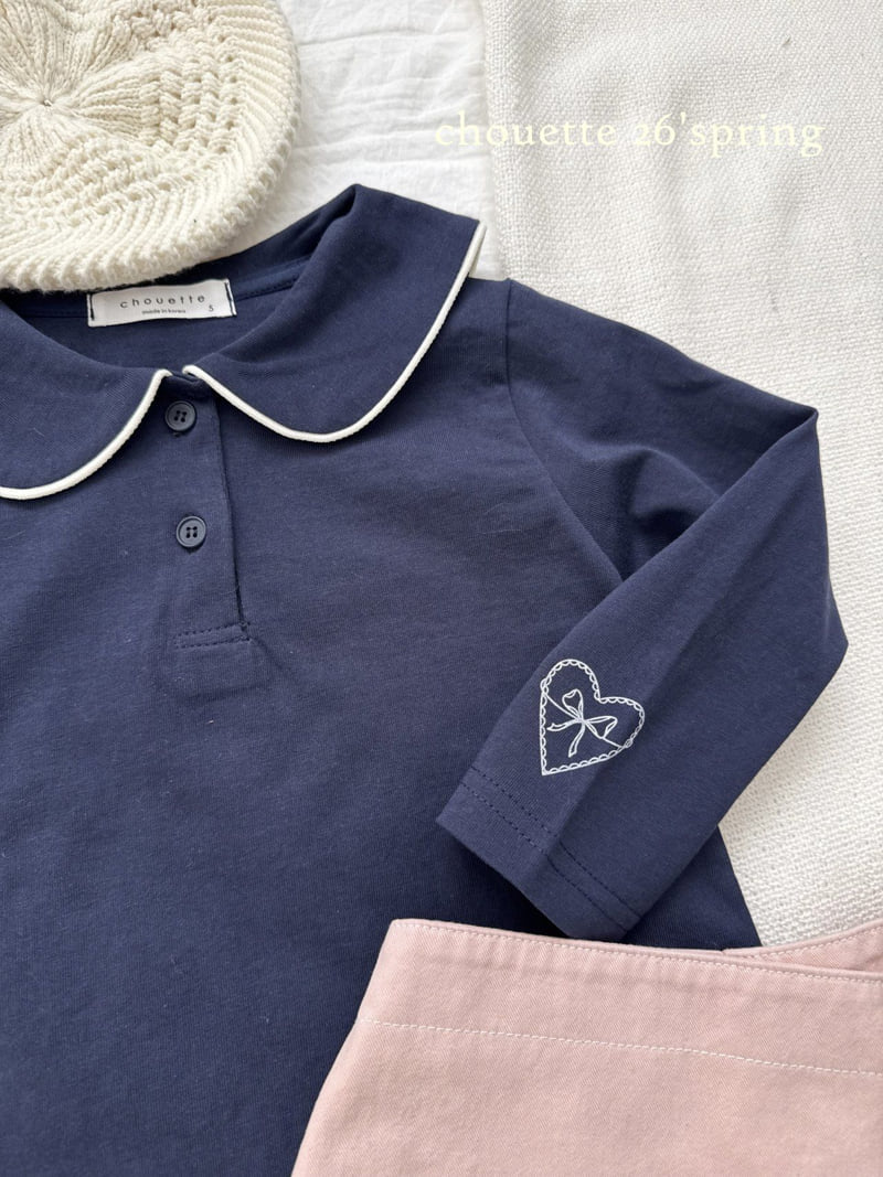 Chouette - Korean Children Fashion - #fashionkids - Heart Collar Tee - 11