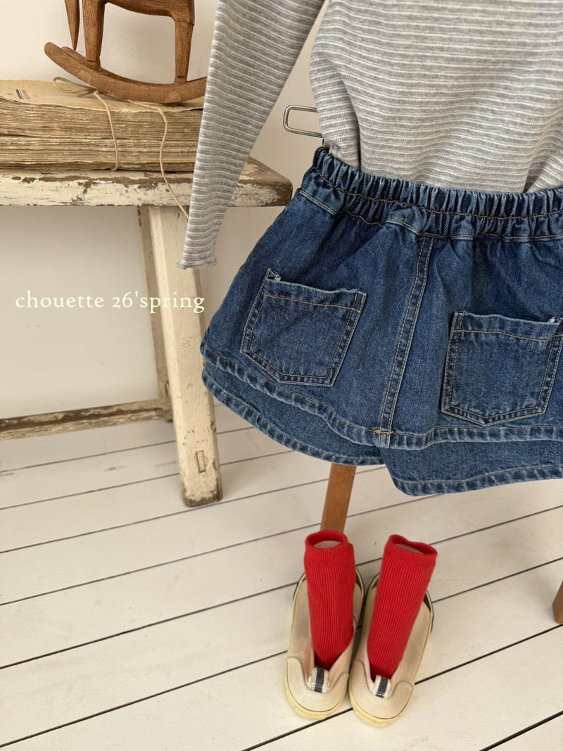 Chouette - Korean Children Fashion - #kidsstore - Denim Skirt Culottes - 8