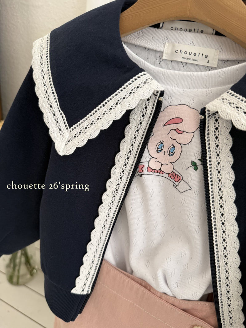 Chouette - Korean Children Fashion - #littlefashionista - Lace Collar Zip-Up - 3