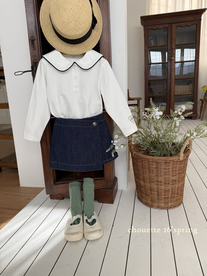 Chouette - Korean Children Fashion - #littlefashionista - Stitch Denim Culottes - 5