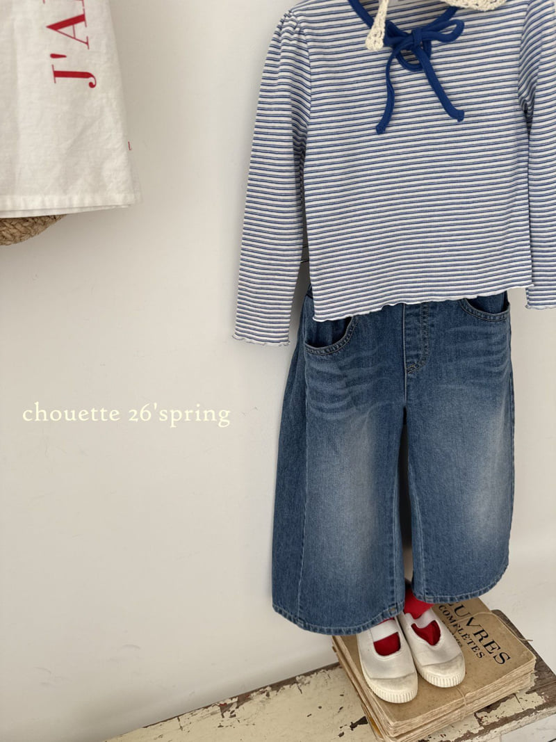 Chouette - Korean Children Fashion - #toddlerclothing - Pintuck Wide Denim Pants - 3