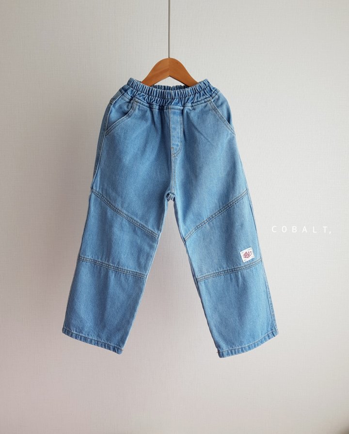 Cobalt - Korean Children Fashion - #todddlerfashion - Label Pocket Denim Pants