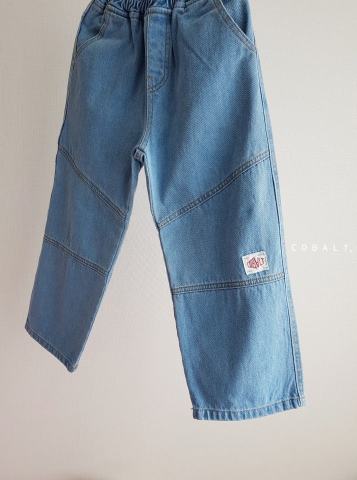 Cobalt - Korean Children Fashion - #toddlerclothing - Label Pocket Denim Pants - 2