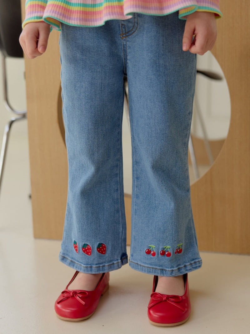Daily Bebe - Korean Children Fashion - #Kfashion4kids - Embroidered Bootcut Denim Pants - 12