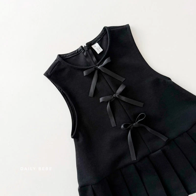 Daily Bebe - Korean Children Fashion - #Kfashion4kids - Ribbon Ribbon One-piece - 3