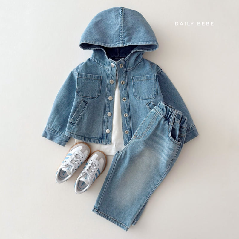 Daily Bebe - Korean Children Fashion - #childofig - Hooded Denim Jacket - 10