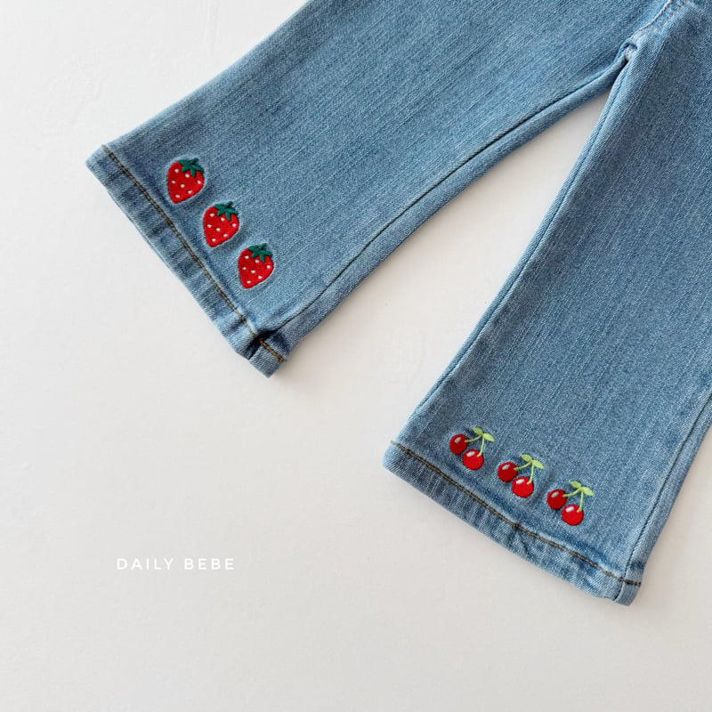 Daily Bebe - Korean Children Fashion - #childofig - Embroidered Bootcut Denim Pants - 3