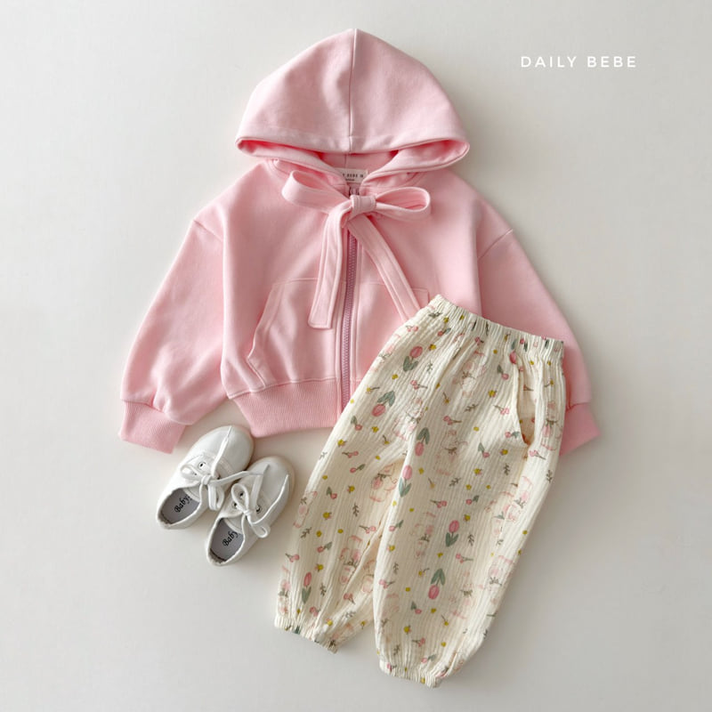 Daily Bebe - Korean Children Fashion - #childofig - Ribbon Hood Zip-Up - 8