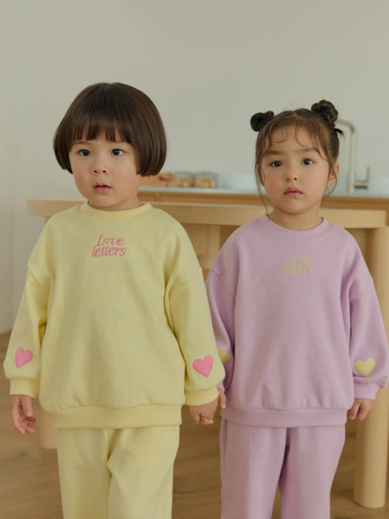 Daily Bebe - Korean Children Fashion - #childofig - Love Letter Top Bottom Set - 10