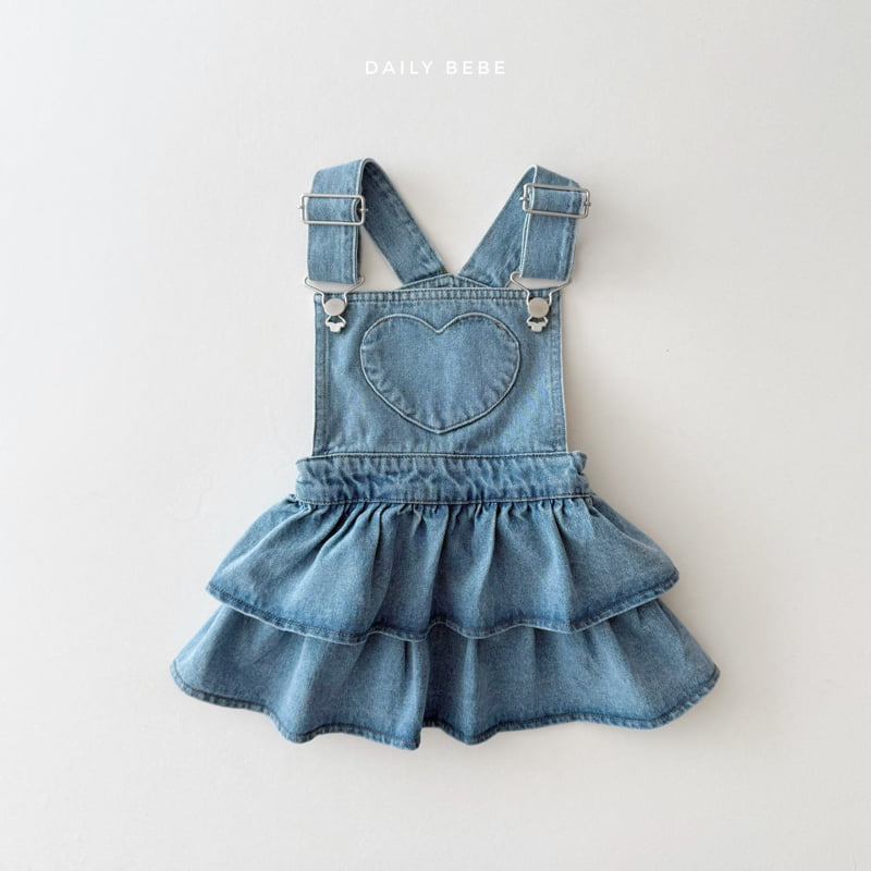 Daily Bebe - Korean Children Fashion - #childrensboutique - Heart Suspender Skirt