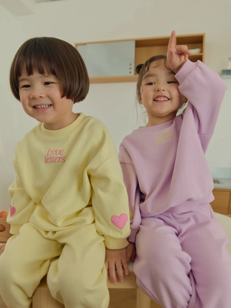 Daily Bebe - Korean Children Fashion - #designkidswear - Love Letter Top Bottom Set - 12