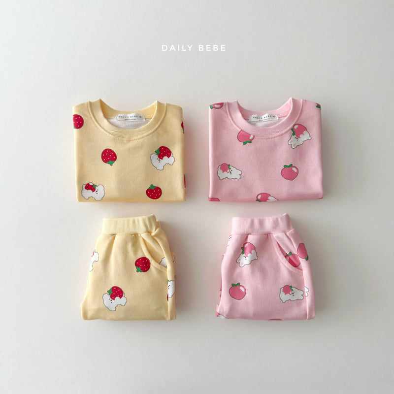Daily Bebe - Korean Children Fashion - #fashionkids - Peach Strawberry Set
