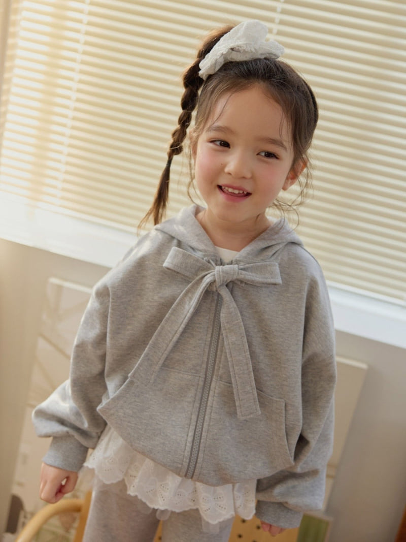 Daily Bebe - Korean Children Fashion - #fashionkids - Ribbon Hood Zip-Up - 12