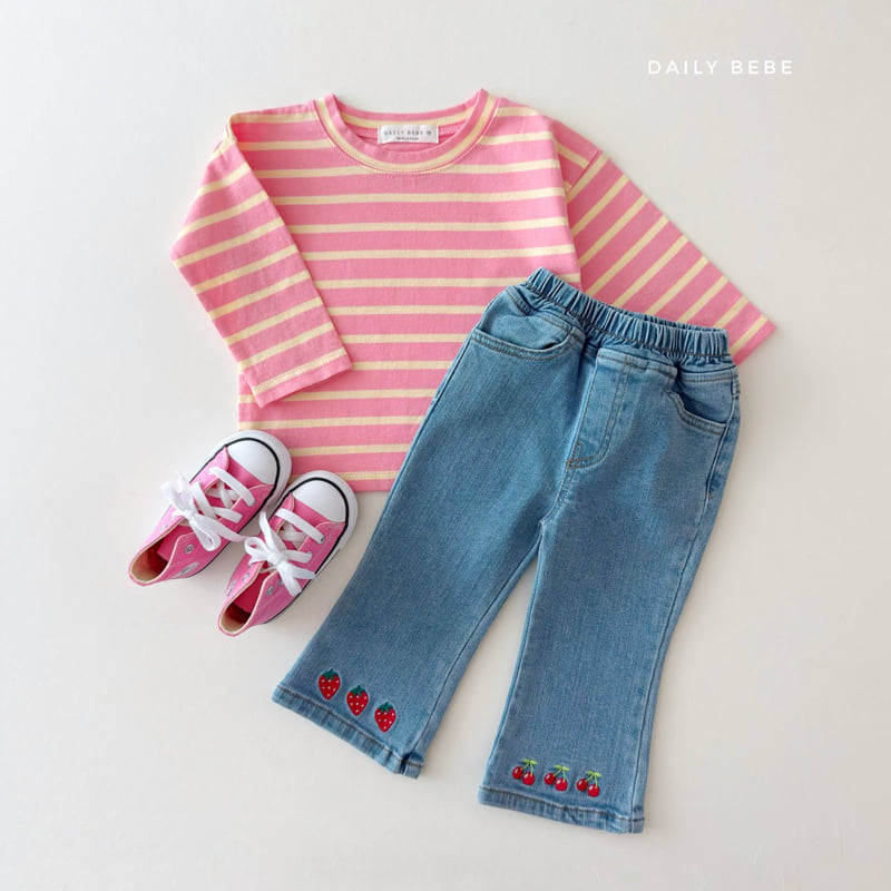 Daily Bebe - Korean Children Fashion - #kidsshorts - Embroidered Bootcut Denim Pants - 9
