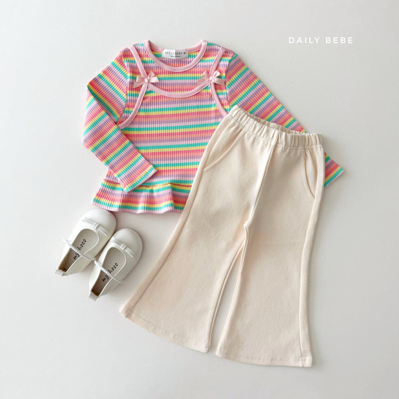 Daily Bebe - Korean Children Fashion - #kidsshorts - Rainbow Tee - 6