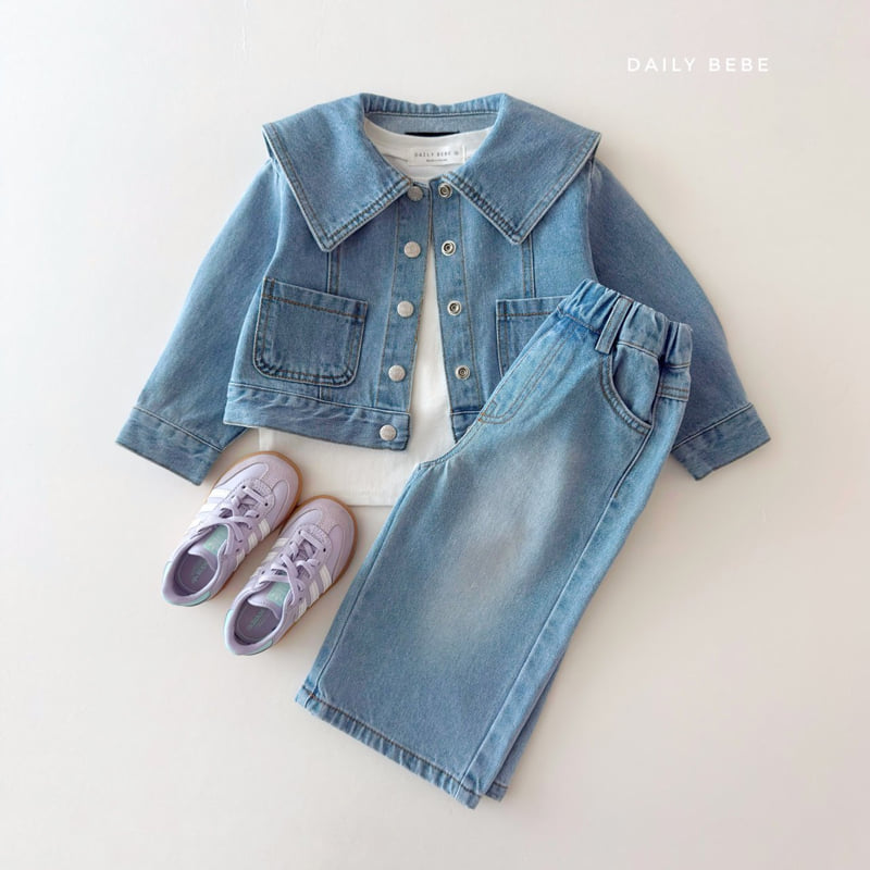 Daily Bebe - Korean Children Fashion - #kidsstore - Sailor Denim Jacket - 9