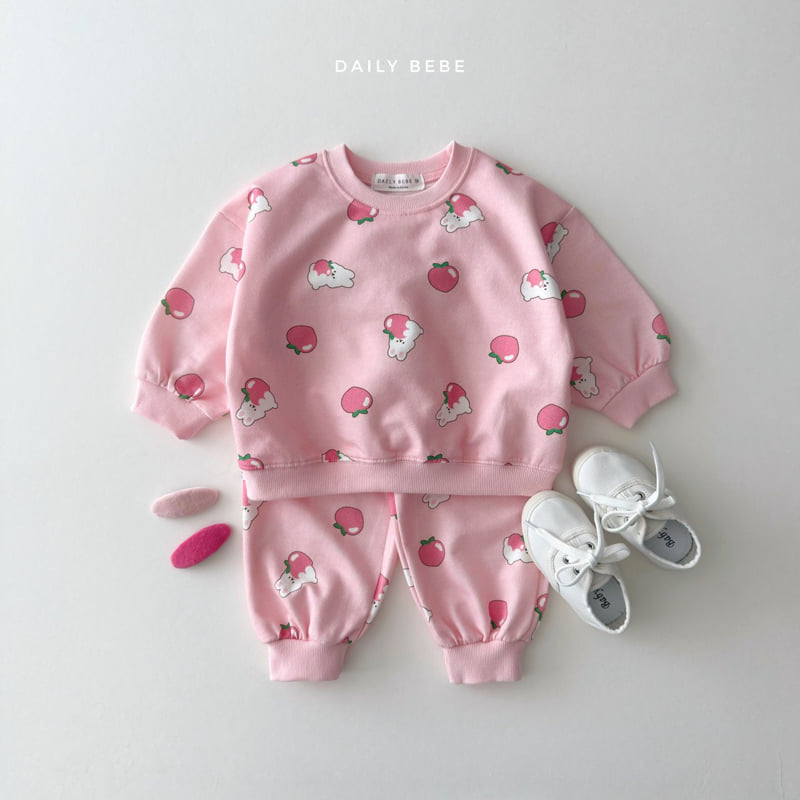 Daily Bebe - Korean Children Fashion - #kidsstore - Peach Strawberry Set - 4