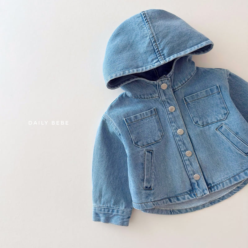 Daily Bebe - Korean Children Fashion - #kidzfashiontrend - Hooded Denim Jacket - 3