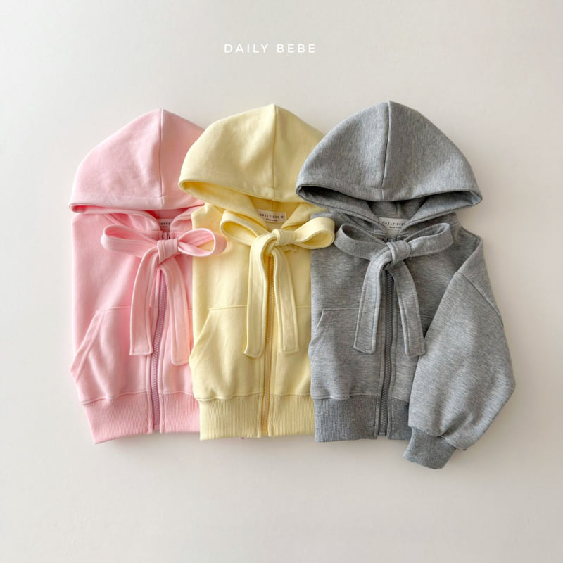 Daily Bebe - Korean Children Fashion - #kidzfashiontrend - Ribbon Hood Zip-Up