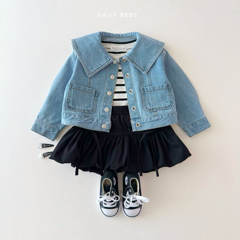 Daily Bebe - Korean Children Fashion - #kidzfashiontrend - Sailor Denim Jacket - 10