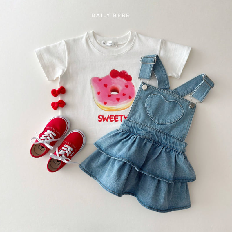 Daily Bebe - Korean Children Fashion - #kidzfashiontrend - Heart Suspender Skirt - 7