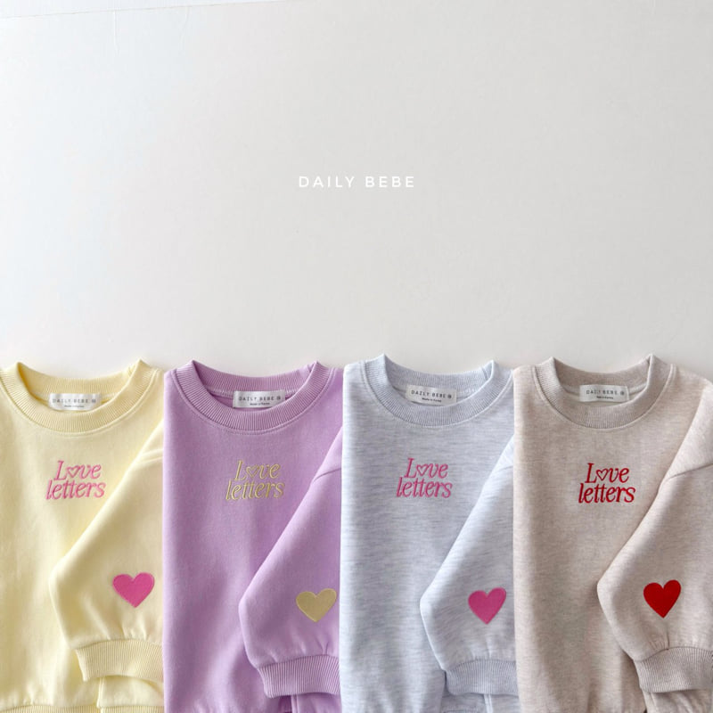 Daily Bebe - Korean Children Fashion - #kidzfashiontrend - Love Letter Top Bottom Set
