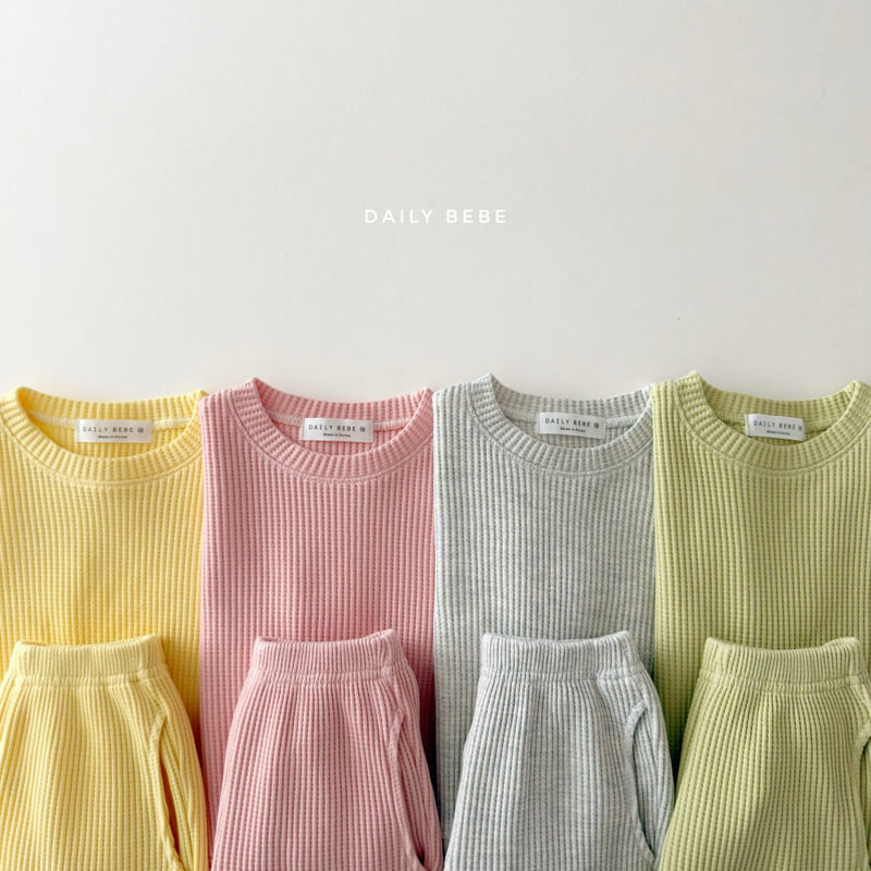 Daily Bebe - Korean Children Fashion - #littlefashionista - Waffle Top Bottom Set