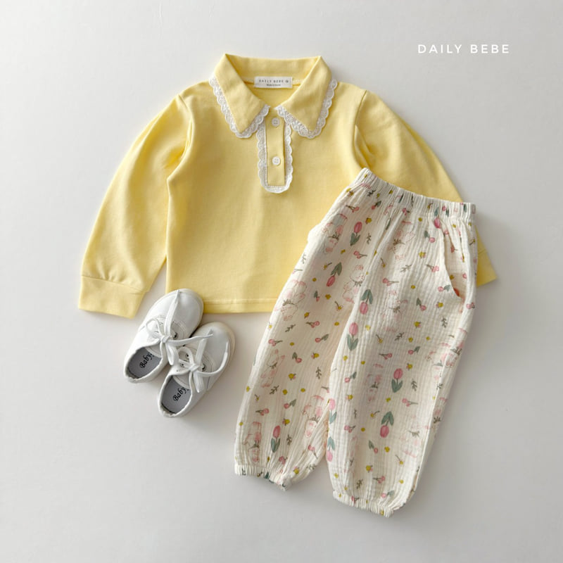 Daily Bebe - Korean Children Fashion - #magicofchildhood - Lace PK Tee - 9