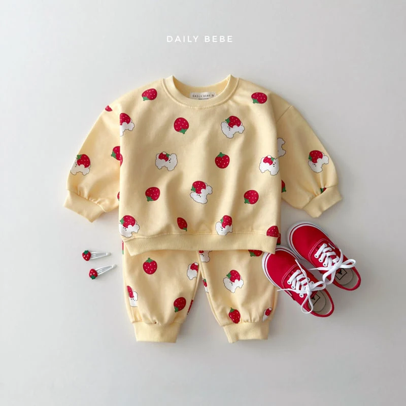 Daily Bebe - Korean Children Fashion - #magicofchildhood - Peach Strawberry Set - 7