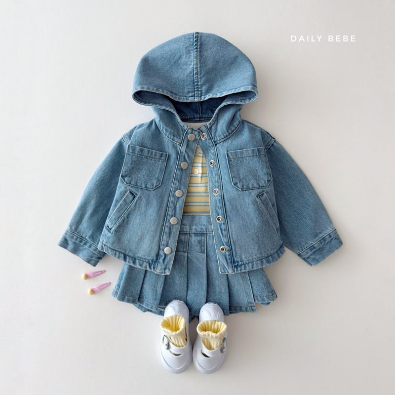 Daily Bebe - Korean Children Fashion - #magicofchildhood - Hooded Denim Jacket - 6