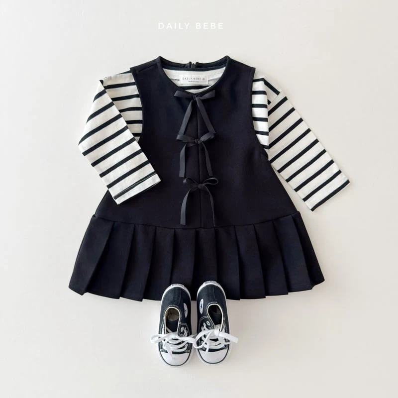 Daily Bebe - Korean Children Fashion - #magicofchildhood - Ribbon Ribbon One-piece - 5