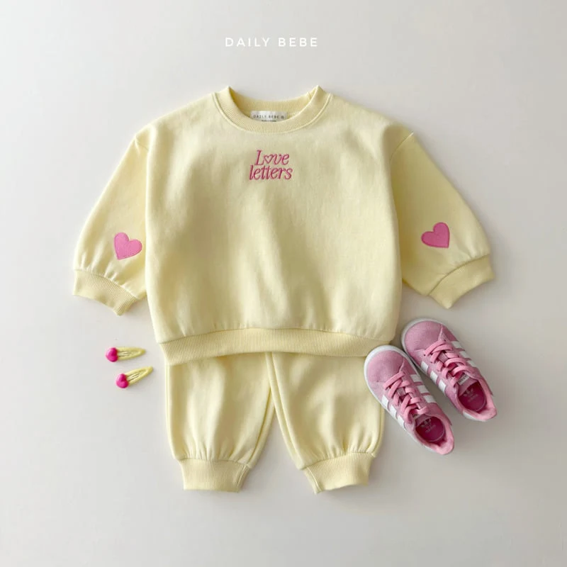 Daily Bebe - Korean Children Fashion - #littlefashionista - Love Letter Top Bottom Set - 4